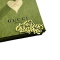 Green textured gift box with a yellow Merry Christmas acrylic cake topper decoration - Gold / Standard / Plus Thick Style