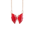 Golden butterfly necklace with red gemstone wings and small crystal inlay - Red (11#)