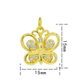 Golden butterfly pendant with cubic zirconia, 15mm size dimensions for DIY jewelry - Gold White Zirconia-Butterfly 057