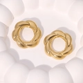 Elegante Creolen aus 18k vergoldetem Edelstahl mit gedrehter Spiralstruktur - Gedrehte Goldene Ohrstecker / Gold