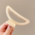Elegant beige acetate large hair claw clip for thick hair styling in minimalist style - 12# Beige D-Shape Arc Style