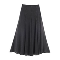 Eleganter schwarzer Chiffon-Maxirock mit weißen Punkten, hoher Taille und leichtem Stoff - XS / Schwarzer Polka Dot