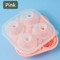 Pink food-grade 4-hole silicone rose ice ball mold with removable lid and fill holes - Pink