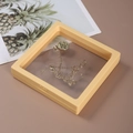 Yellow square floating jewelry display box with transparent PE film and push button - 9x9cm / Pale Yellow