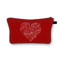 Red Valentine's Day cosmetic bag with white heart-shaped LOVE print and black zipper - 15-Red LOVE Heart