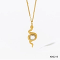 14K vergulde slangenhanger ketting met een ronde heldere edelsteen in slank ontwerp - Slang Ketting (KDD215) / Goud/Wit