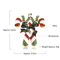 Christmas candy cane brooch with red and green rhinestones and a gold-tone bow - Rhinestone Candy Cane