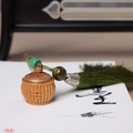 Handcrafted sandalwood hollow pendant with An character and dark green tassel decoration - Bamboo for Peace Style (17) / Approx. 2.6*2.5cm / Without Scent Beads