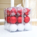 Christmas tree ball set with red snowflake patterns and white snow globes in a gift box - Red Series 6cm-27 Balls