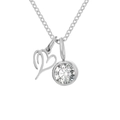 Collier en acier argenté avec pendentif coeur et cristal de pierre de naissance - Lettre P / Argent