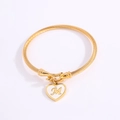 Gold-plated stainless steel cable bracelet with M-letter heart pendant - Letter M