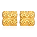 Orecchini quadrati dorati in acciaio inox con trama ondulata e finitura 18K - Quadrato Texturizzato Oro