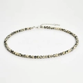 Detail of 4mm spotted natural stone beaded necklace with silver lobster clasp and chain - Dalmatian Jasper