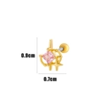 Gold star cartilage earring with pink square zircon and screw ball back, 0.9cm height - Star Pink Square Gem (4#) / Gold Yellow