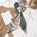 Dark green silk scarf with mechanical gear patterns tied in a knot on white silk - #411 Mechanical Watch Dark Green