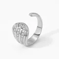 Sparkling silver fan-shaped open ring with cubic zirconia micro-pave setting - Silver Scallop Shell Inlaid Style (PD800)