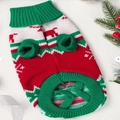 Detailed flat lay of a Christmas reindeer knitted sweater for small pet dogs - Pet Sweater