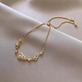 Elegant 18k gold plated gourd bracelet with pearls and zircon on silk fabric - Gourd Pendant Style / Gold-White