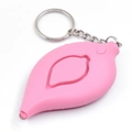 Pink leaf-shaped personal security alarm keychain with LED light in plastic shell - Pink