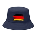 Unisex navy blue cotton bucket hat featuring a stylized German flag brush stroke pattern - M / 7# Paintbrush Flag - Navy Blue