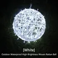 Sfera luminosa a LED in rattan bianco impermeabile per decorazioni da giardino - Bianco