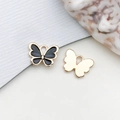 DIY black enamel butterfly charm with gold trim and textured back for jewelry making - Butterfly (11865) / 1 Piece (13x10mm) / Black