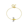 Bracciale in argento S925 con ciondolo a forma di ape dorata e zirconi bianchi lucidi - Argento 925 / Placcato Oro 18K [Ape B]