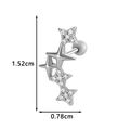 Silver star surgical steel cartilage earring with cubic zirconia and screw back 1.52cm - Star Link Style (024-8# Silver)