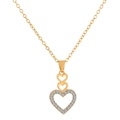 Collar de corazón dorado con tres corazones entrelazados y piedras de circón brillantes - Triple Corazón con Pavé (M-623) / Dorado