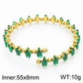 18K vergulde open armband met fonkelende groene marquise geslepen zirkonia's - Groen (KB169596-GG)