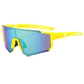 Retro rimless cycling sunglasses with yellow frame and gradient blue-purple lenses - Yellow Frame Gold Mercury