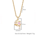 Halskette mit rosa Herz-Zirkonia und Mond-Anhänger in Goldoptik mit Kristallakzenten - Wasserwellenkette M-Verschluss / Gold