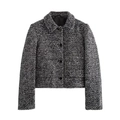Damesjas in zwart-wit tweed met lovertjes textuur en knoopsluiting aan de voorkant - XS / Grafiet