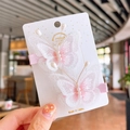 Dettaglio di fermagli a farfalla ricamati rosa con perle finte e texture in pizzo - Bianco