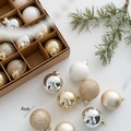 Set of 4cm gold and silver Christmas balls in a kraft paper box for festive tree decoration - Type C 4cm Light Gold Series