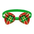 Detail of adjustable Christmas plaid bow tie for pets in festive red and green patterns - Green Red Yellow Plaid-Green Strap