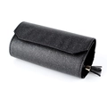Portable jewelry storage roll in black glitter PU leather with metallic tassel detail - 14.5*6.2cm / Glitter Black