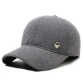 Gorra de béisbol de invierno gris para hombre en lana gruesa con orejeras - Ajustable / Gris