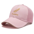 Pink breathable mesh baseball cap with golden feather and Freedom embroidery detail - Pink