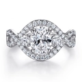 925 silver ring with oval-cut zircon and infinity symbol twisted pave band - US Size 5 / Oval Infinity Twist Style (TL-313) / White Gold (TL-313)