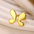 Polished 18K gold stainless steel open ring with minimalist butterfly wing design - Jz6539-gold