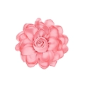 Detailed top view of handmade pink satin fabric flower for hair accessories and corsages - Watermelon Red