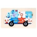 Wooden ambulance 3D puzzle toy with numbers 1-10 for toddlers educational play - Ambulance