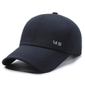 Quick-dry navy blue baseball cap with laser-cut breathability and silver YS logo - Adjustable / Navy Blue