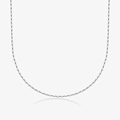 Minimalist 925 sterling silver chain necklace with square links in bright silver finish - Platinum - Necklace