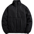 Heren winter gewatteerde jas met opstaande kraag en halve rits sportief outdoor design - S / Zwart