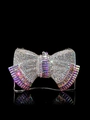 Detail of crystal bow clutch bag with iridescent rhinestones and fine chain strap - 22x13 Bowknot AB Silver