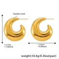 Detailed size measurement for chunky gold hollow C-shaped stainless steel earrings - Moon Mirror Style (F1026)