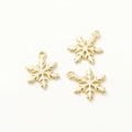 Three minimalist 18K gold plated snowflake pendants for DIY necklaces and bracelets - 10 Pieces Pack / 14K Gold Plated