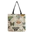 Detail of canvas tote bag with colorful butterfly prints and black fabric handles - Realistic Multicolor Butterflies (hm2719)